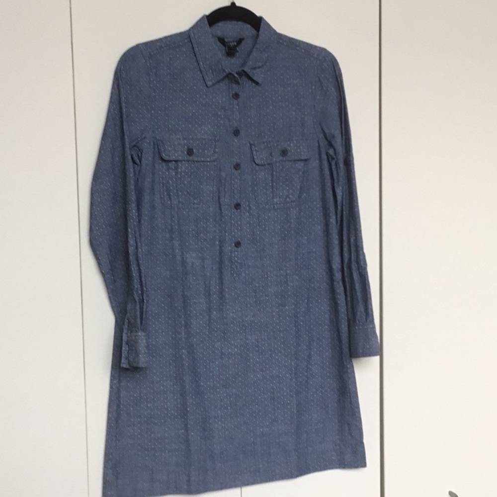 J Crew Denim Long Sleeve Dress sz XS